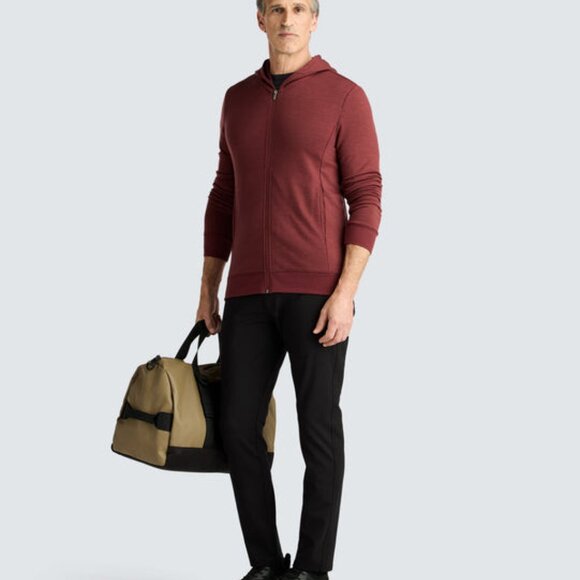 Unbound Merino Men's Compact Travel Hoodie - Oxblood Small - Picture 2 of 9